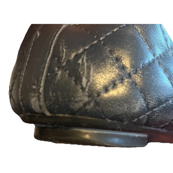 Neiman Marcus Navy Quilted Leather Patent Cap Toe Ballet Flats Women's Size 9 - Picture 9 of 9